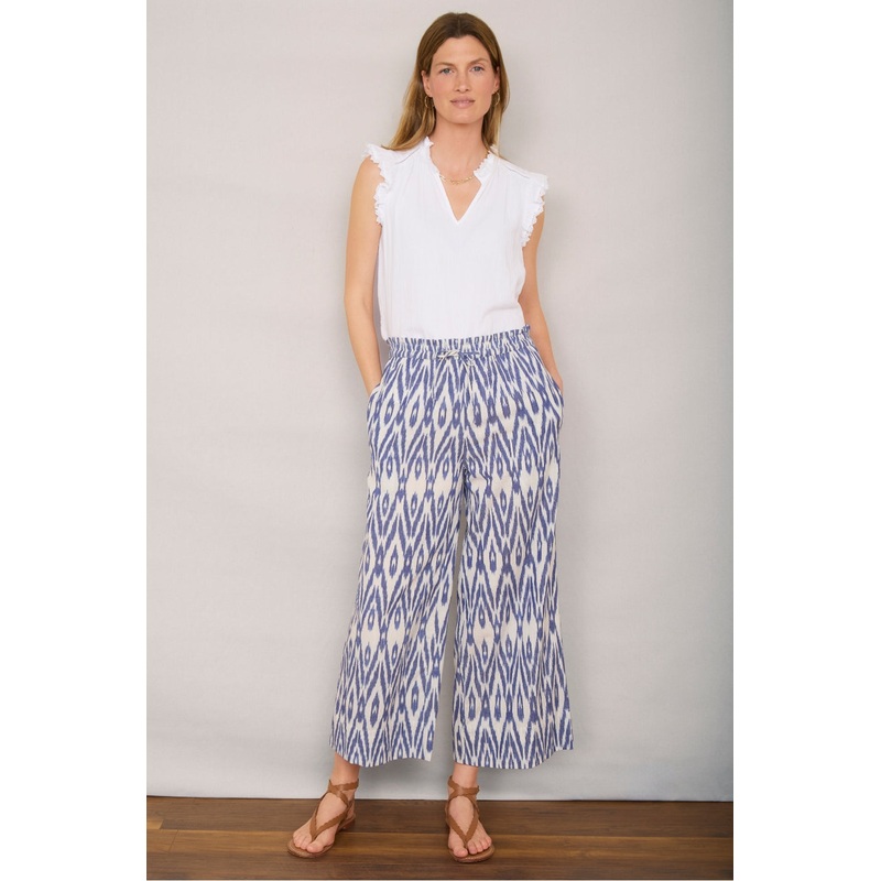 Rhona Trouser – Blue Ikat