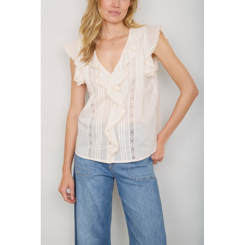 Laurent Ruffle Top – Ivory