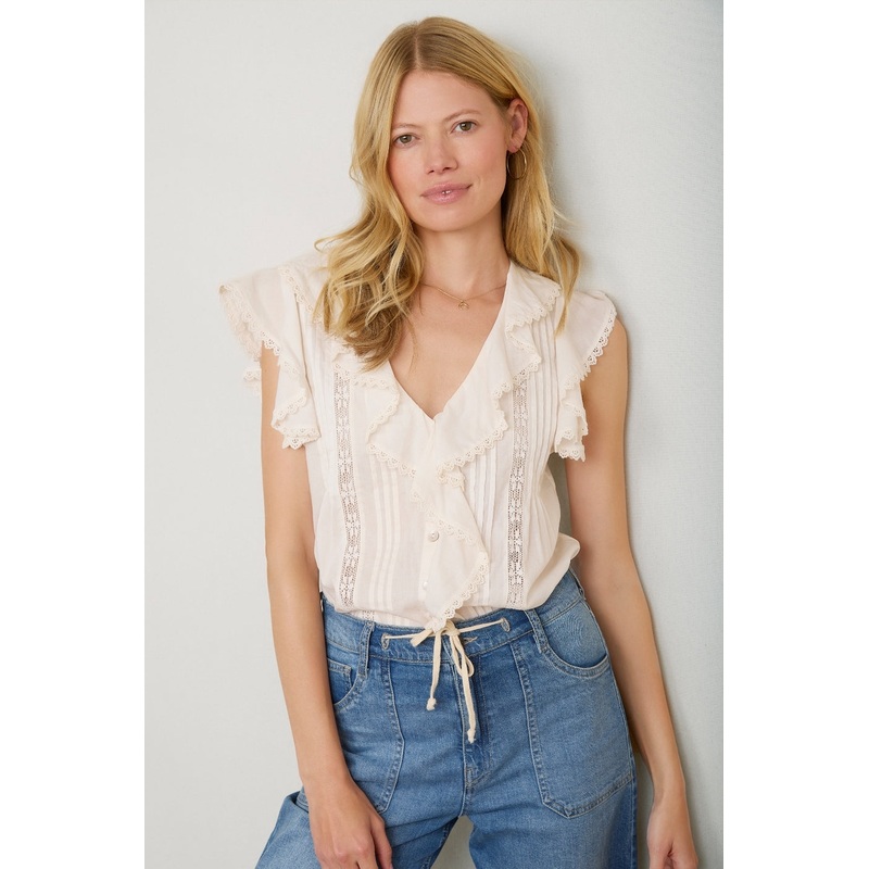 Laurent Ruffle Top – Ivory