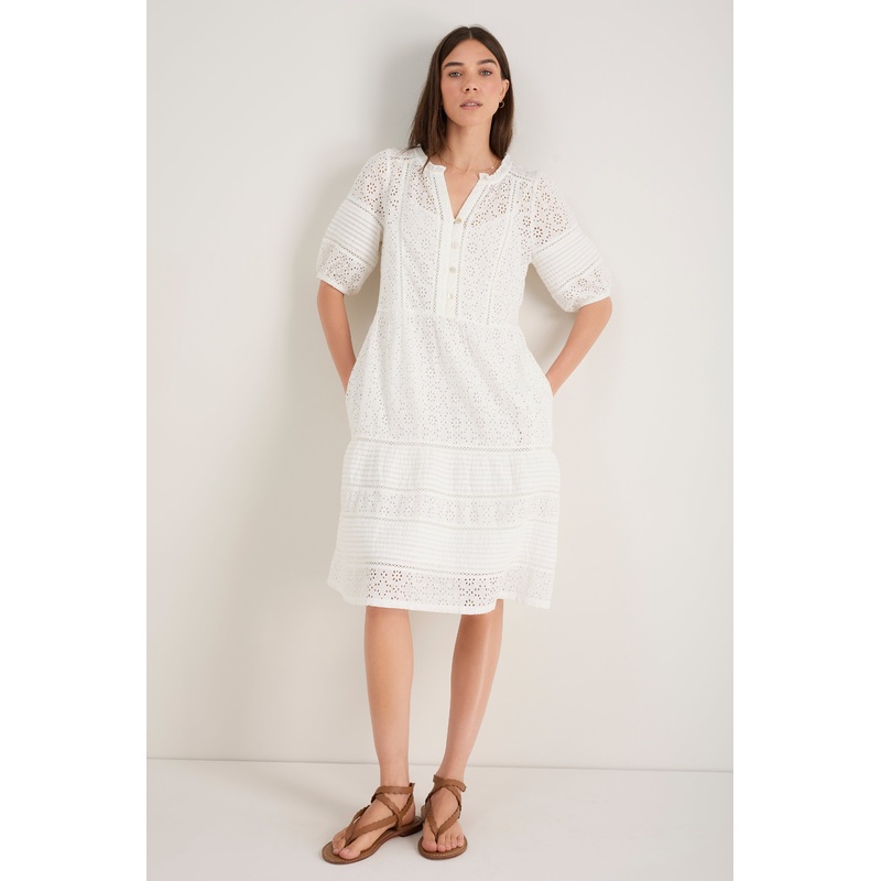 Tilly Broderie Dress – White