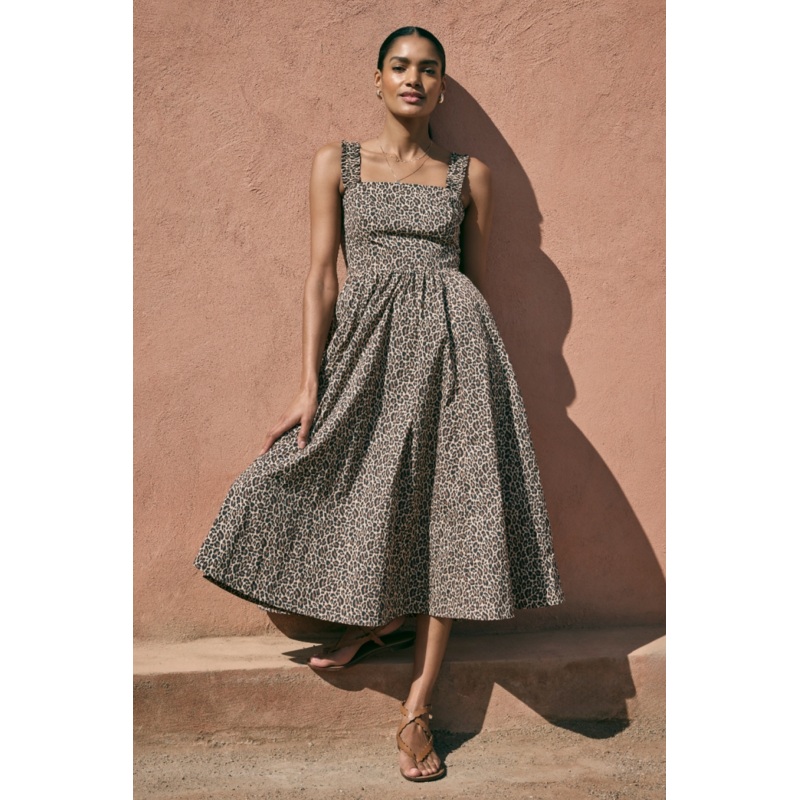 Audrey Taffeta Dress – Leopard