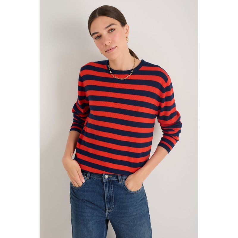 Cath x WYSE Brigitte Jumper – Tomato Red/Midnight Stripe