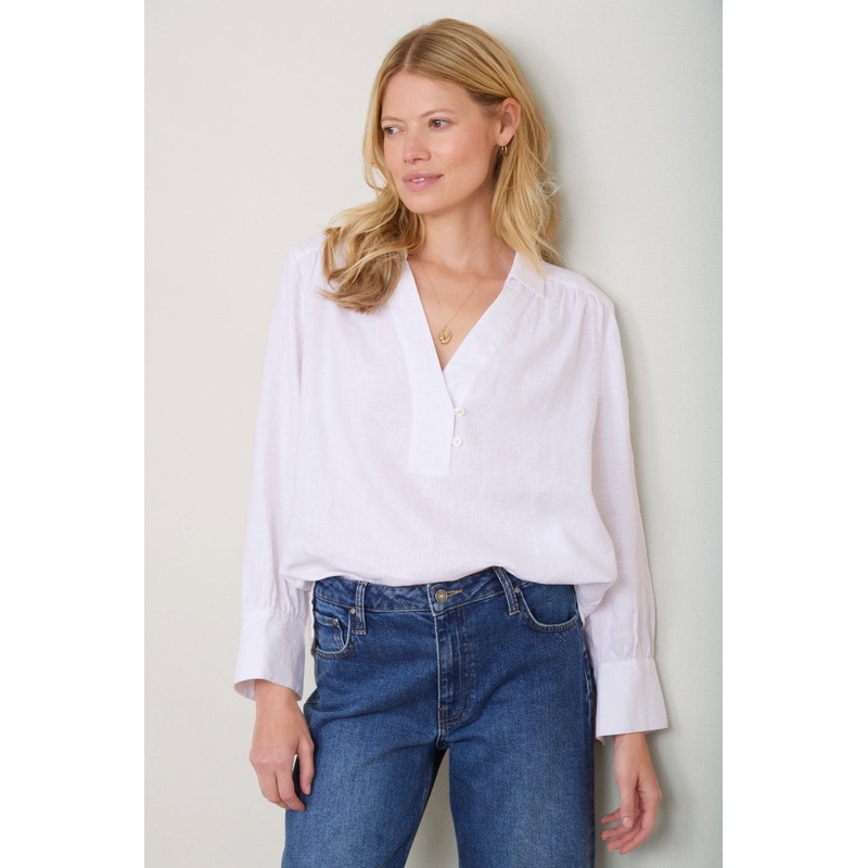 Dakota Linen Blouse – White