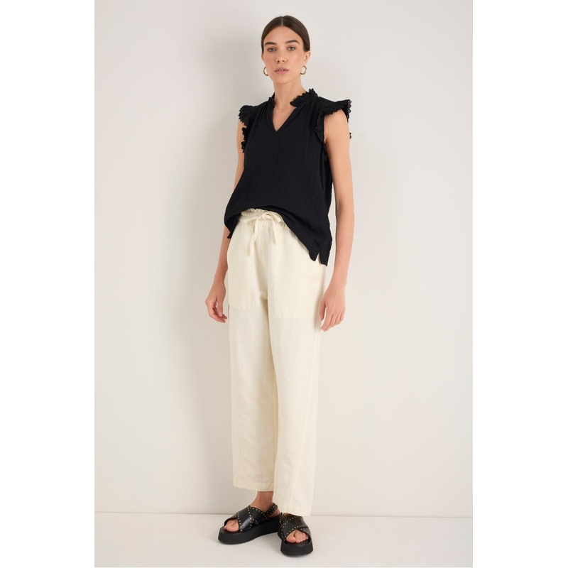 Sadie Barrel Leg Trouser – Ivory