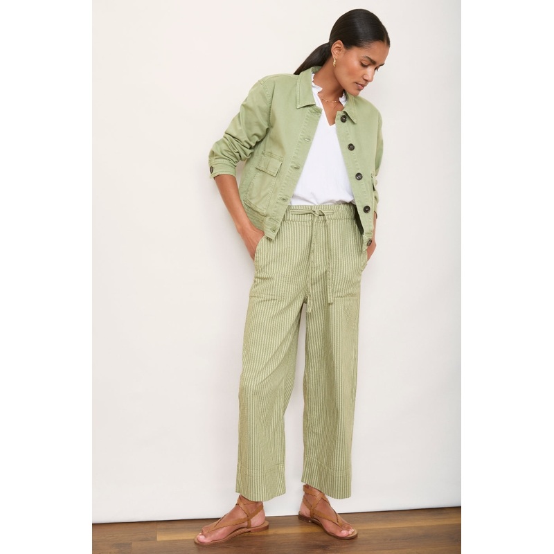 Astrid Stripe Jean – Green/Ivory