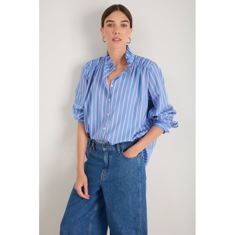 Clemmy Classic Shirt – Blue/Pink Stripe