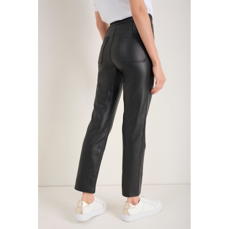 Lyra Slim Leg Faux Leather Trouser – Black
