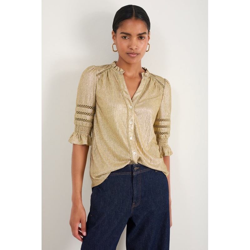 Parker Metallic Blouse – Gold