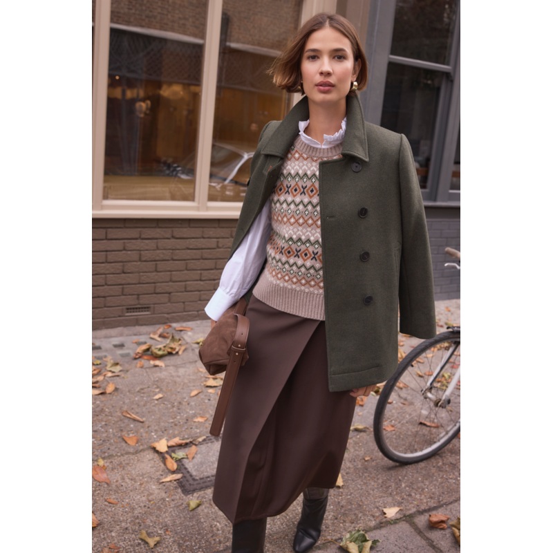 Philippa Pea Coat – Dark Olive