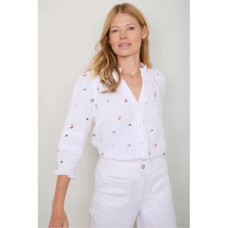 Alina Blouse – White Embroidery
