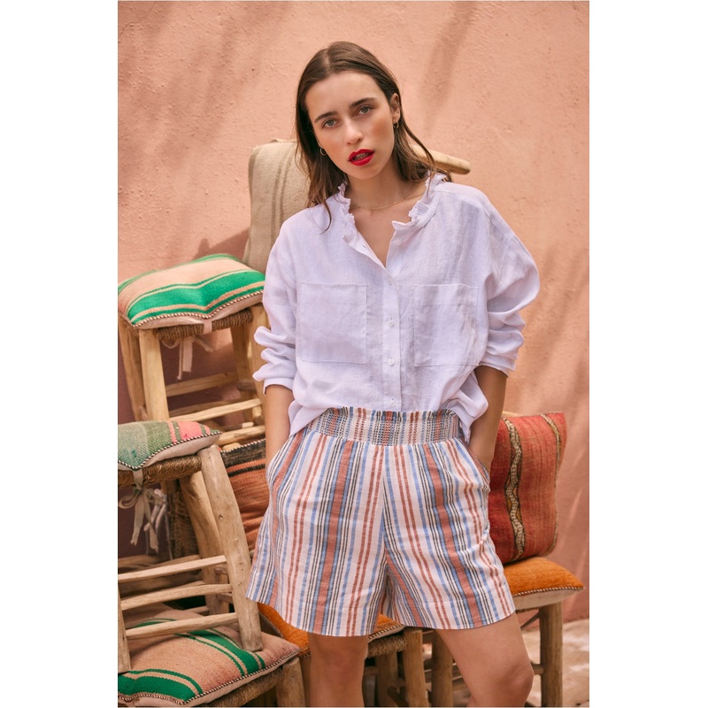 Angeline Short – Tan/Blue Stripe