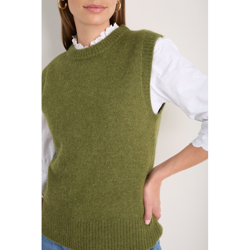 Anna Fluffy Tank – Deep Olive