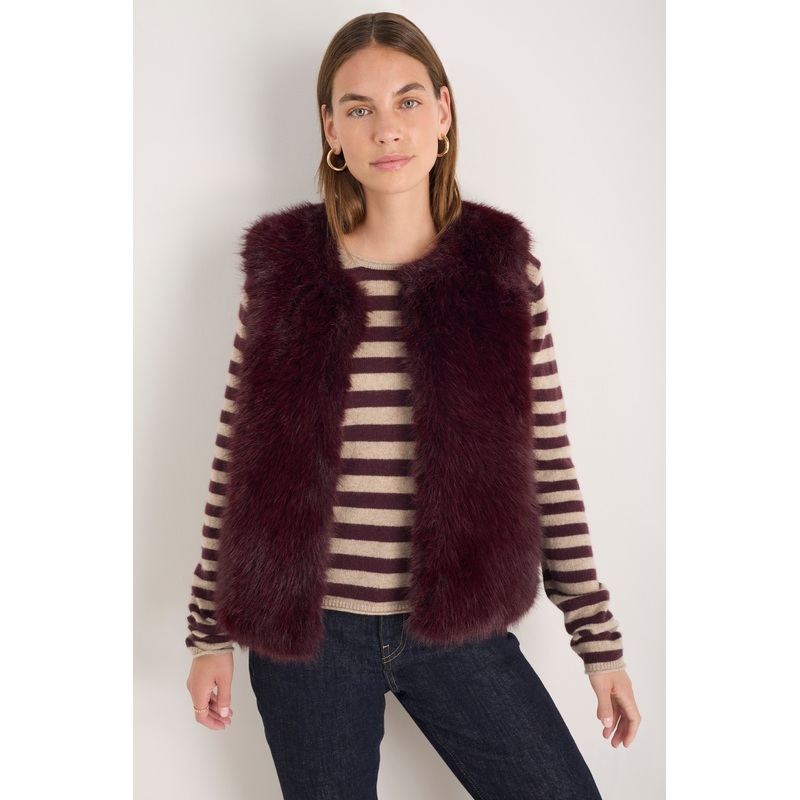 Cameron Faux Fur Gilet – Deep Fig