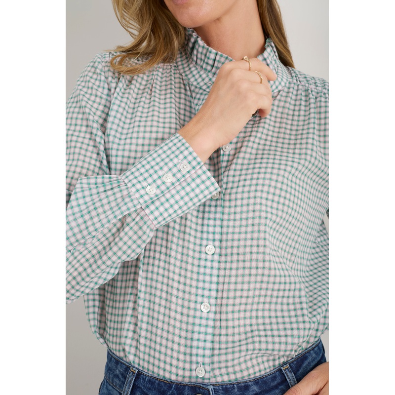 Clemmy Classic Shirt – Green/Pink Check