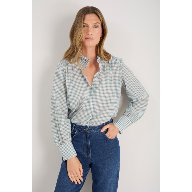 Clemmy Classic Shirt – Green/Pink Check