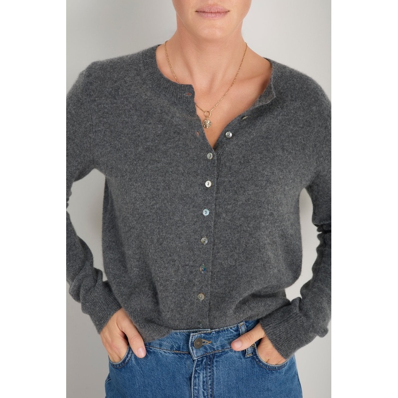 Katie Cashmere Cardigan – Grey Marl