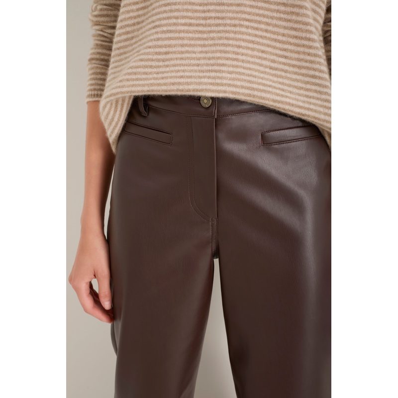 Marianne Faux Leather Trouser – Cocoa