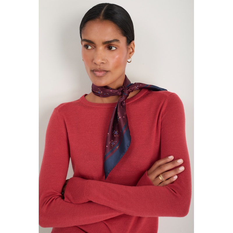 Serena Silk Scarf – Plum Sprig