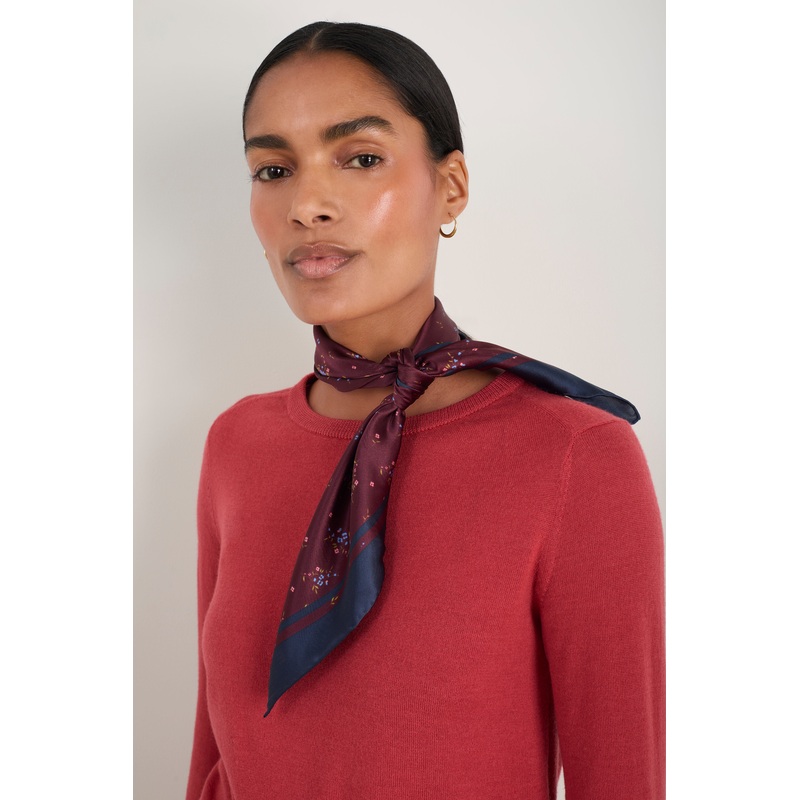 Serena Silk Scarf – Plum Sprig