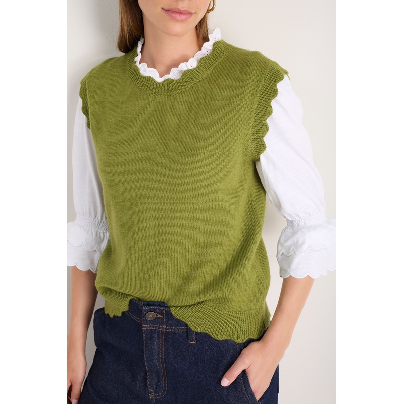 Fleurine Scallop Tank – Deep Olive