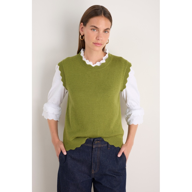 Fleurine Scallop Tank – Deep Olive