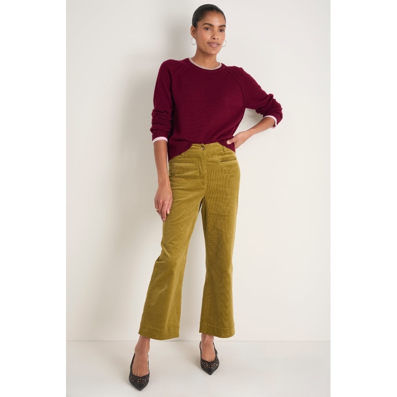 Liana Pin Cord Trouser – Dark Chartreuse