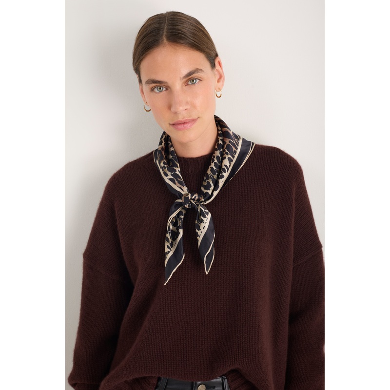 Serena Silk Scarf – Brown Leopard