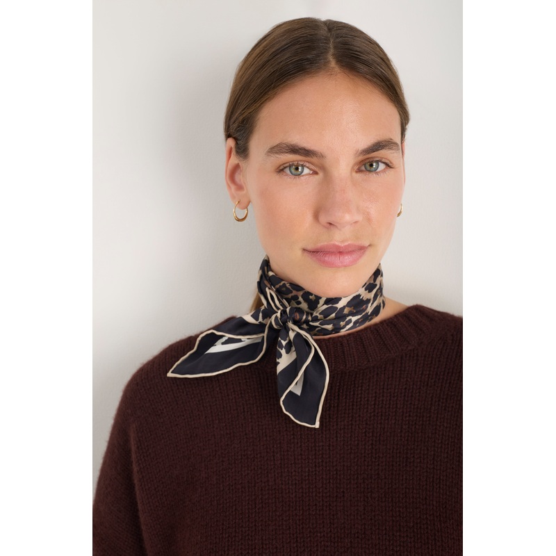 Serena Silk Scarf – Brown Leopard