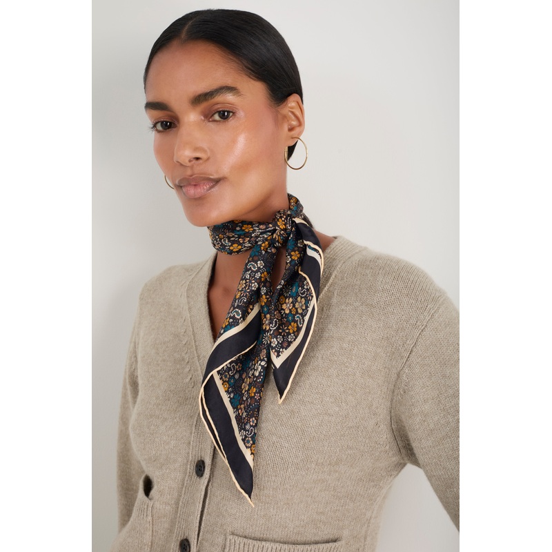 Serena Silk Scarf – Retro Floral