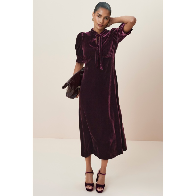 Betty High Heel Peep Toe Sandal – Deep Fig Velvet