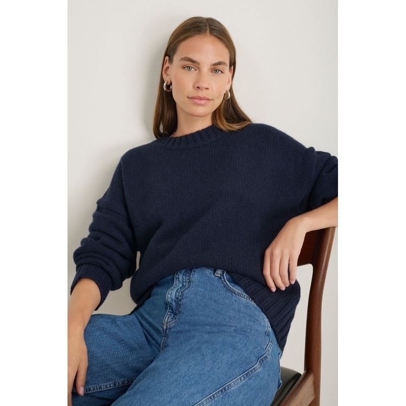 Liana Chunky Crew Neck Jumper – Midnight