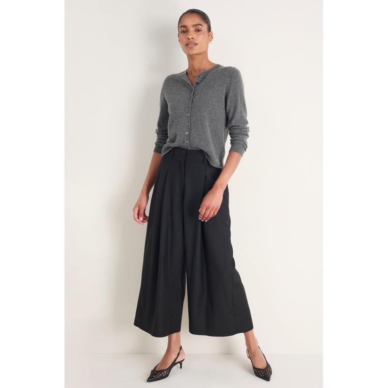Sheila Wool Culotte Trouser – Black
