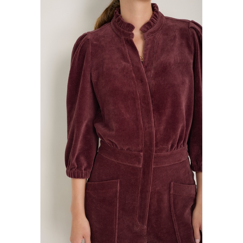 Zeena Cord Velour Jumpsuit – Deep Fig