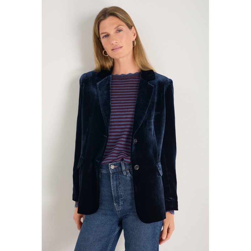 Aurora Silk Velvet Jacket – Midnight