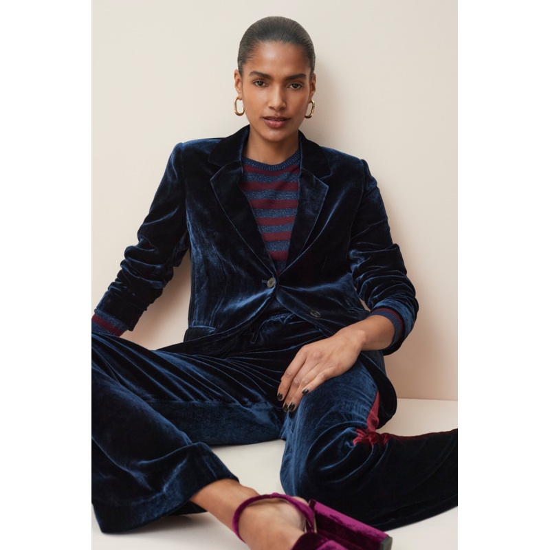 Aurora Silk Velvet Jacket – Midnight