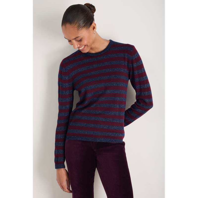 Cath x WYSE Brigitte Jumper – Deep Fig/Midnight Metallic Stripe