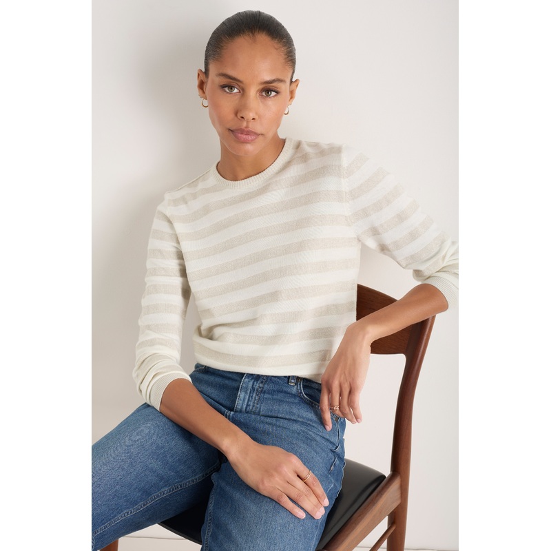 Cath x WYSE Brigitte Jumper – Ivory/Gold Metallic Stripe