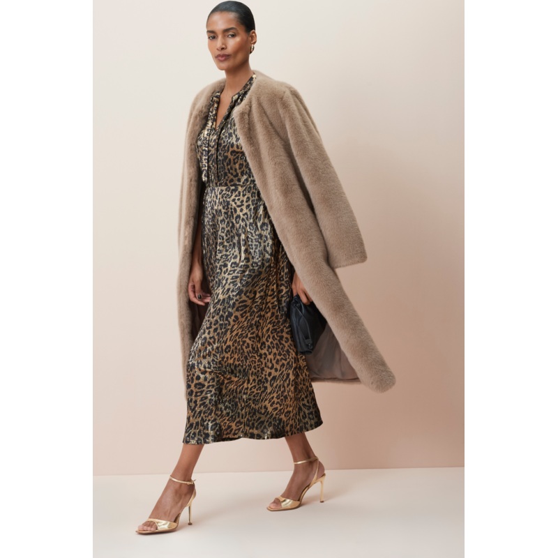 Cameron Long Length Faux Fur Coat – Mink