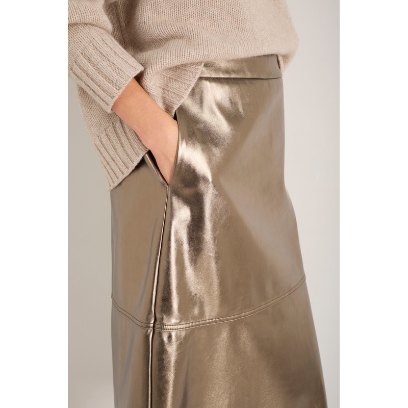 Yasmin Faux Leather Skirt – Pewter
