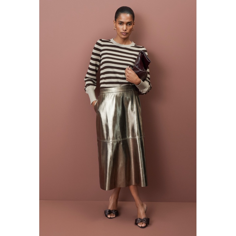 Yasmin Faux Leather Skirt – Pewter