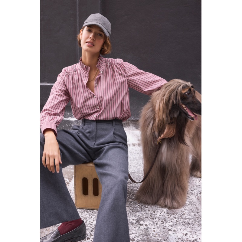 Clemmy Classic Shirt – Deep Fig/Raspberry Pink Stripe