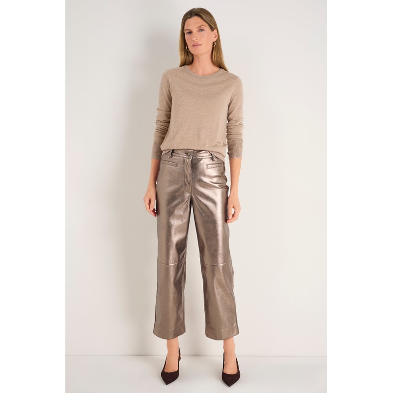 Marianne Faux Leather Trouser – Bronze