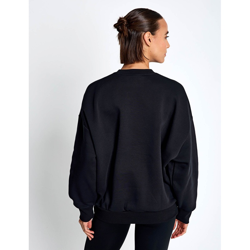 Rival Fleece Oversized Crew – Black/White