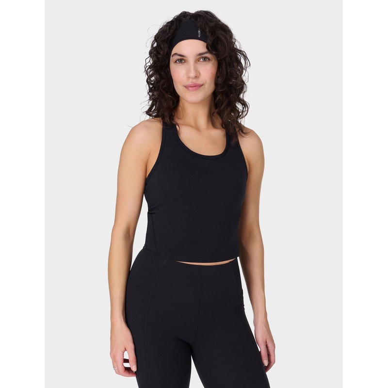 Power Medium Impact Crop Gym Tank – Black