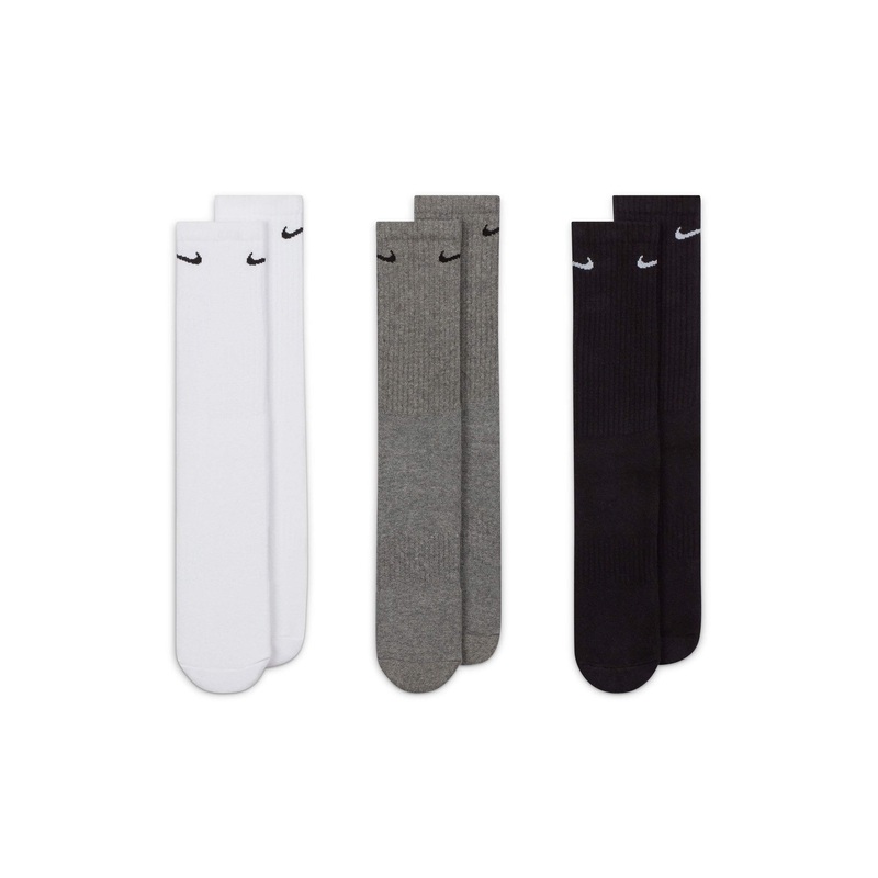 Everyday Cushioned Training Crew Socks (3 Pairs) – White/Grey/Black