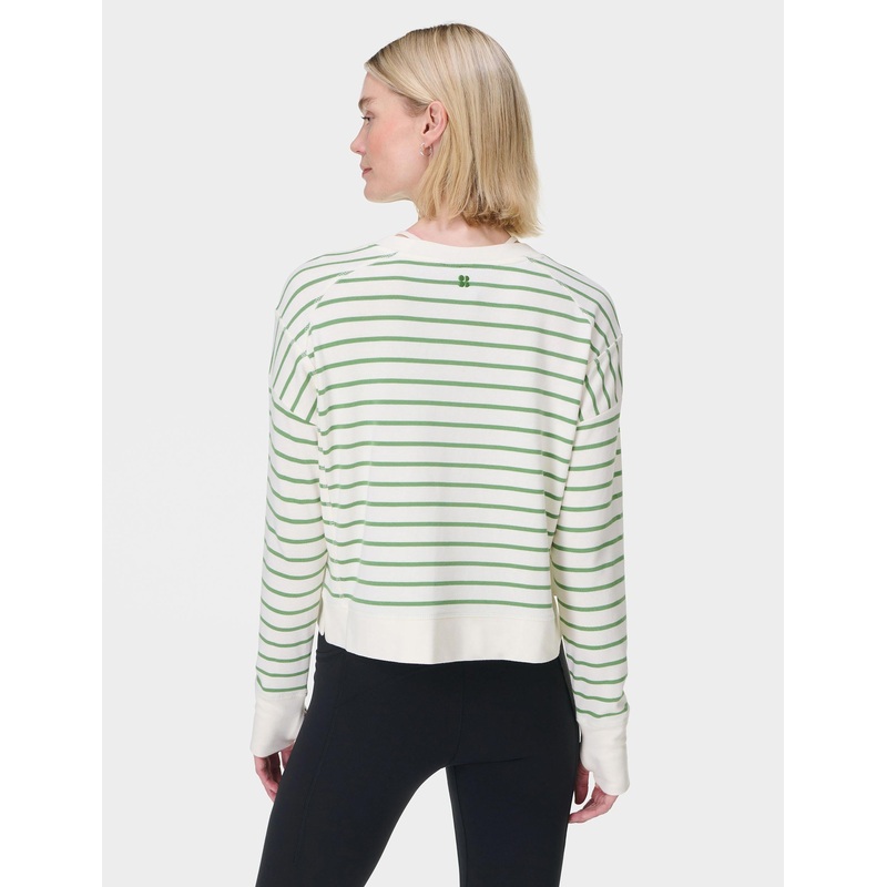 After Class Crop Sweatshirt – Lilywhite Green Stripe