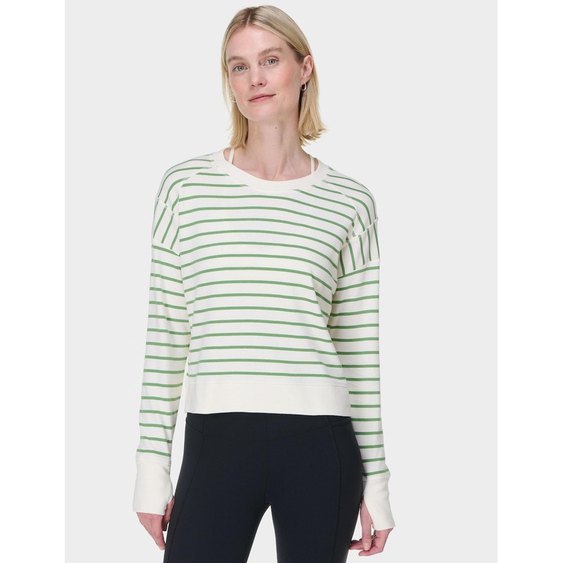 After Class Crop Sweatshirt – Lilywhite Green Stripe