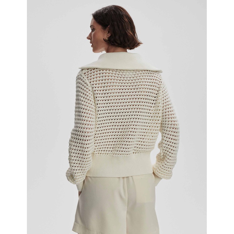 Eloise Zip-Through Knit – Egret