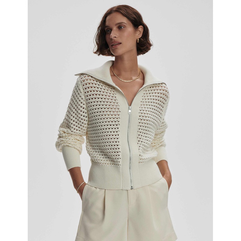 Eloise Zip-Through Knit – Egret