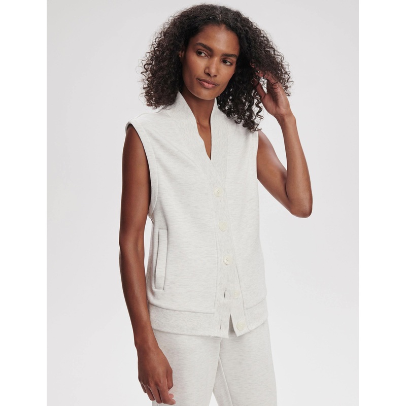 Vicky Button Gilet – Ivory Marl